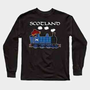 Scotland Steam Train Scottish Flag St Andrews Day Long Sleeve T-Shirt